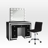 Glam-Crystal Mirrored 7-Drawer LED Makeup Station, Black, 51"