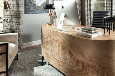 Diseño de despacho minimalista de tamaño medio con escritorio independiente