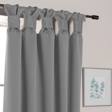 BANDTAB -Thermal Insulated Blackout Knotted Tab Curtain Set, Grey, 52" W X 63" L