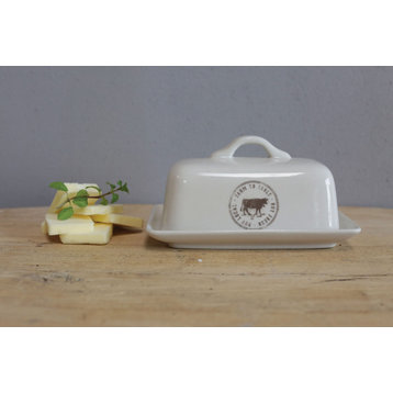 Stoneware Butter Dish With Cow Decal