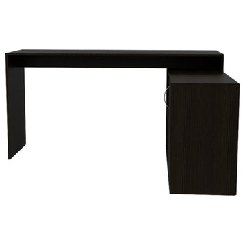 Dallas L-Shaped Home Office Desk with 2 Open Shelves and Cabinet, Black