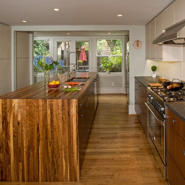 Walnut Waterfall Island: City Row House Kitchen