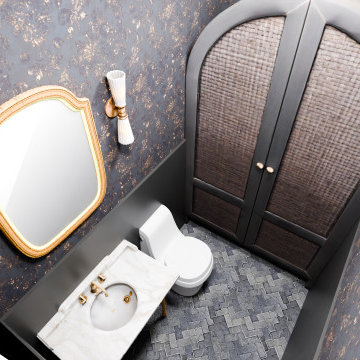 CONCEPT: MOODY POWDER ROOM 3D DESIGN WITH ARCHED BUILD-INS