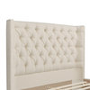 Geneva Curved Wing Upholstered Platform Bed Frame, Light Beige Linen, Queen