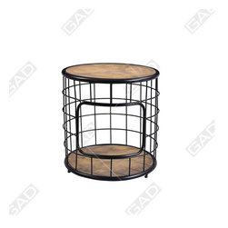WOODEN TOP IRON STORAGE STOOL - Furniture