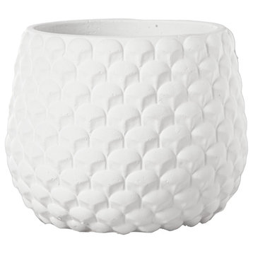 Urban Trends Cement Round Pot With White Finish 53619