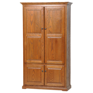 Extra Wide Oak Kitchen Pantry, Persimmon Red Oak