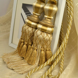 4 Colors QYM06 Faux Silk Curtain Tassel Tie Backs in Light Brown Color - Window Treatment Accessories