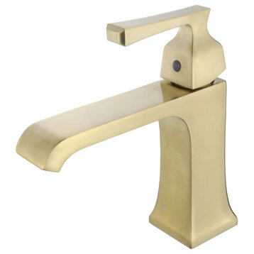 Fine Fixtures Arched Square Single Hole Bathroom Faucet, Pvd Satin Brass