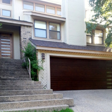 Modern homes with customized real-wood overhead garage doors