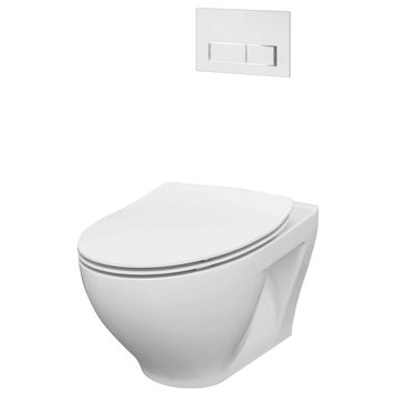 In-Wall Toilet Set, White Rectangular Actuators, 2"x4" Carrier & Tank