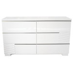 Best Master Furniture - Athens, White Lacquer Bedroom Dresser - Crafted with modern touches and covered in high gloss, this special edition of the Athens dresser will add a more graceful look to your bedroom. This trend setting bedroom dresser offers a white finish, made of poplar wood, mdf, lacquer and covered in high gloss. All drawers comes with metal side rails with enough drawers to put your personal belongings.