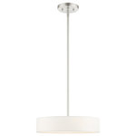 Livex Lighting - Livex Lighting Venlo 4 Light Brushed Nickel Small Drum Pendant - The Venlo collection is both modern and versatile. The brushed nickel finish and hand-crafted off-white colored fabric hardback shade sets a pleasant mood. This sleek small four-light drum pendant is a perfect fit for the living room, dining room, kitchen and bedroom.