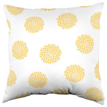Boho Flowers Double Sided Pillow, Mustard, 16"x16"