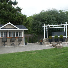 hot tub and shed
