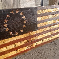 Hand chiseled barn wood American flag - Paintings