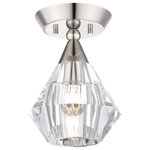 Livex Lighting Inc. - 1 Light Polished Nickel Crystal Semi-Flush - Clear faceted crystal makes an elegant appearance in this polished nickel semi-flush light. The Brussels is small and attractive, and will make a dazzling impression.