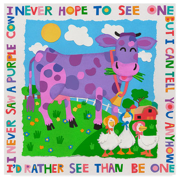 Cheryl Piperberg 'I Never Saw A Purple Cow' Canvas Art, 14"x14"