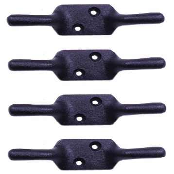Black Wrought Iron Cleat Hooks Rope Holder for Window Cleat Hook Set of 4