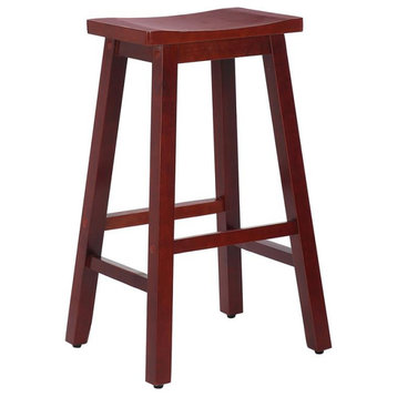 Arman 29" Solid Wood Saddle Seat Bar Stool (Set of 2) in Cherry