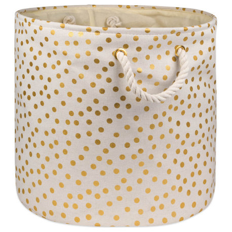 DII Polyester Bin Dots Gold Round Large