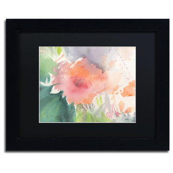 Sheila Golden 'Coral Blossom' Framed Art, Black Frame, 11"x14", Black Matte