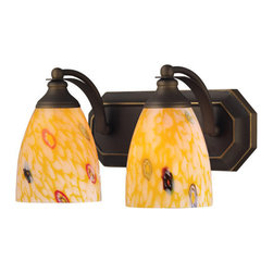 Elk Lighting - Elk Lighting Vanity Light Aged Bronze & Yellow Blaze Glass Two-Light Vanity Ligh - Bathroom Vanity Lighting