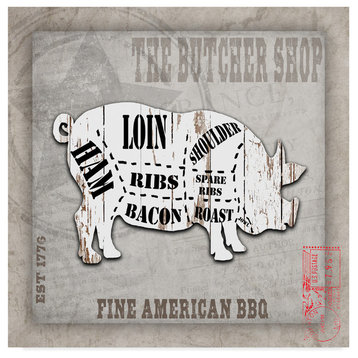 "American Butcher Shop Pig" by Lightboxjournal, Canvas Art