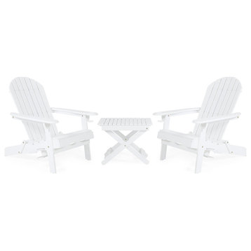 Duncan Outdoor Acacia Wood 2-Seater Folding Chat Set, White