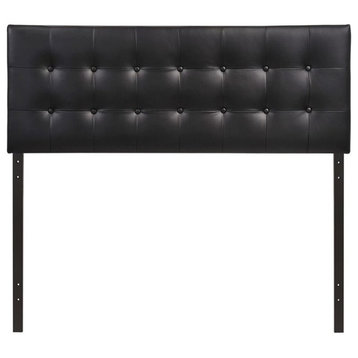 Modway Emily Queen Upholstered Faux Leather and Wood Headboard in Black