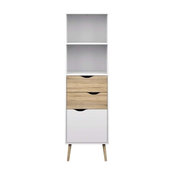 Tvilum Diana Bookcase with 2 Drawers and 1 Door in White Oak