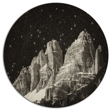 High Peaks Of Dolomites Italian Alps, Landscape Disc Metal Artwork, 23"