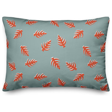 Palm Pattern in Red and Blue Throw Pillow