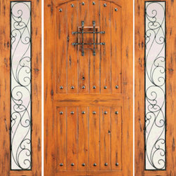 Prehung Door with Two Sidelites, External, Alder, Speakeasy - Front Doors