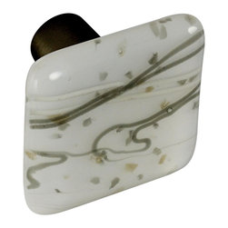 CKP - Art Glass Knob, Vanilla Confetti, Oil-Rubbed Bronze Base - Cabinet And Drawer Knobs