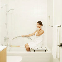 30" Crescent Curved Shower Grab Bar, Polished Stainless