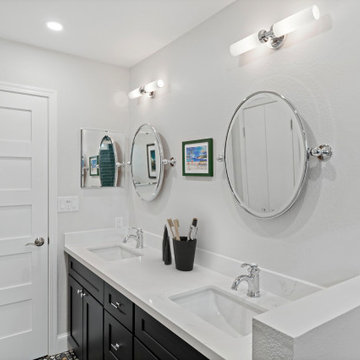 Anaheim Bathroom Remodel with Double Sink Vanity & Polished Chrome Fixtures