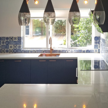 White and Blue Kitchen Tiles