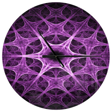 Abstract Purple Thorn Flower Oversized Modern Metal Clock, 23x23