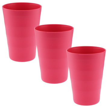 Break-Resistant Plastic Cups 12Oz, Reusable Design, Set of 3, Pink