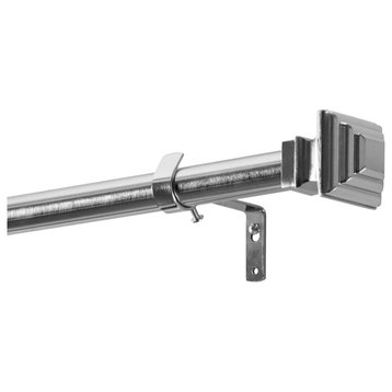 Modern Square Extendable Metal Rod Set, 52" 144", Nickel