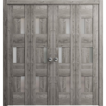 Closet Double Bi-fold Doors, 6933 Nebraska Grey & Frosted Glass