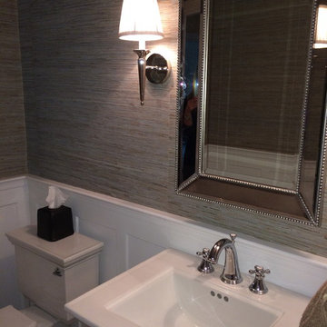 Grass cloth Powder Room