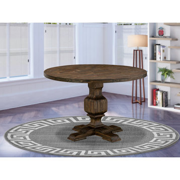 Irving Dining Table, Rustic Rubberwood Table, Distressed Jacobean Finish, 48"