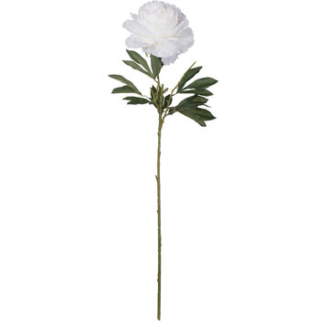 Faux Peony Artificial Flower or Plant, White