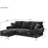 L-Shape Convertible Sectional Sofa, Chrome Legs With Chenille Fabric Seat, Black