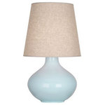 Robert Abbey - Robert Abbey BB991 June - One Light Table Lamp - Shade Included.  Base Dimension: 7.50June One Light Table Lamp Baby Blue Glazed/Lucite Buff Linen Shade *UL Approved: YES *Energy Star Qualified: n/a  *ADA Certified: n/a  *Number of Lights: Lamp: 1-*Wattage:150w Type A bulb(s) *Bulb Included:No *Bulb Type:Type A *Finish Type:Baby Blue Glazed/Lucite