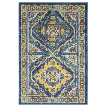 Nourison Allur 24x36" Rectangle Transitional Fabric Area Rug in Rich Navy Blue
