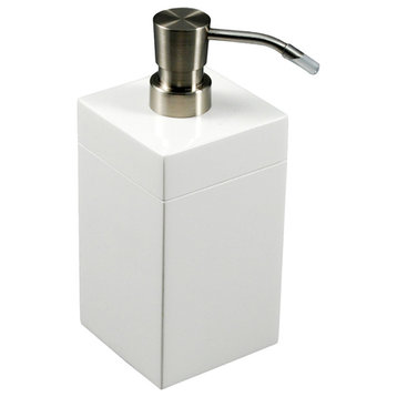 White Lacquer Bathroom Accessories, Soap Pump
