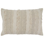 Saro Lifestyle - Pillow With Fringe Stripe Design, Ivory, 16"x24", Cover Only - Add cozy softness and warmth to your sofa or favorite chair with this chic Fringe Stripe Throw Pillow. It features a light, natural palette, which makes it easy to style with any decor. The fringed stripes add lovely texture to any space.